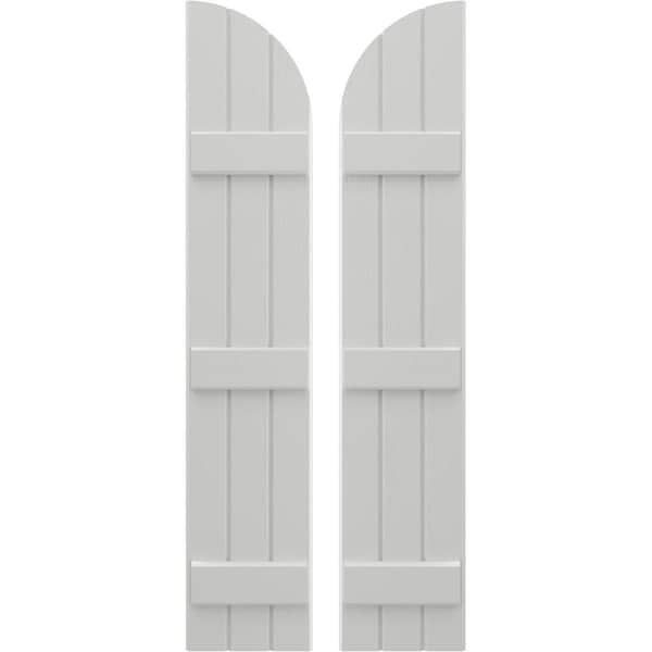 Ekena Millwork Americraft 3-Board (3 Batten) Wood Joined Board-n-Batten Shutters w/ Arch Top, ARW401BQ311X77STH, PR ARW401BQ311X77STH - main